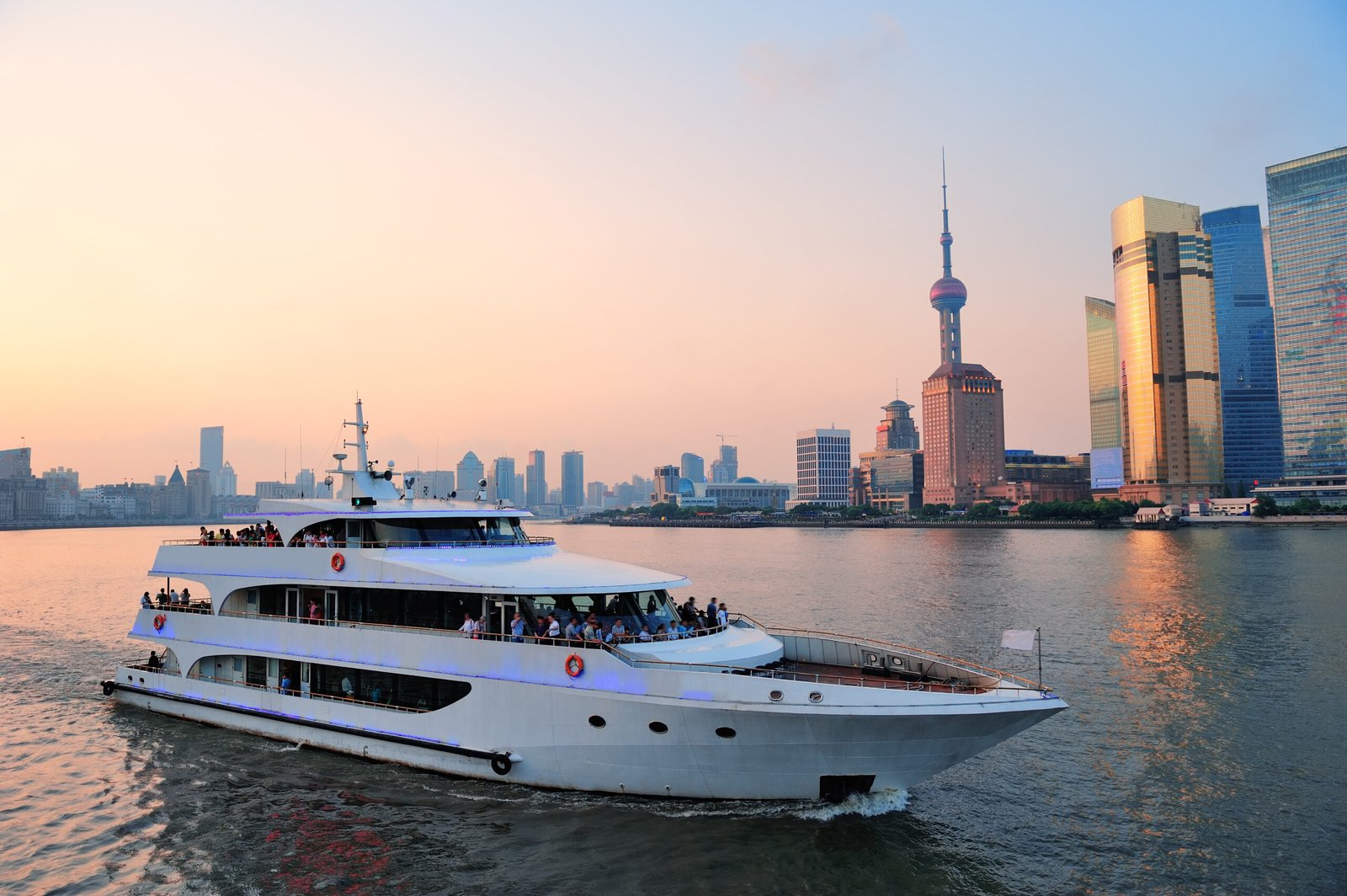 Shanghai Huangpu River with boat